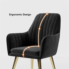 Modern Velvet Dining Chair Set With Metal Legs