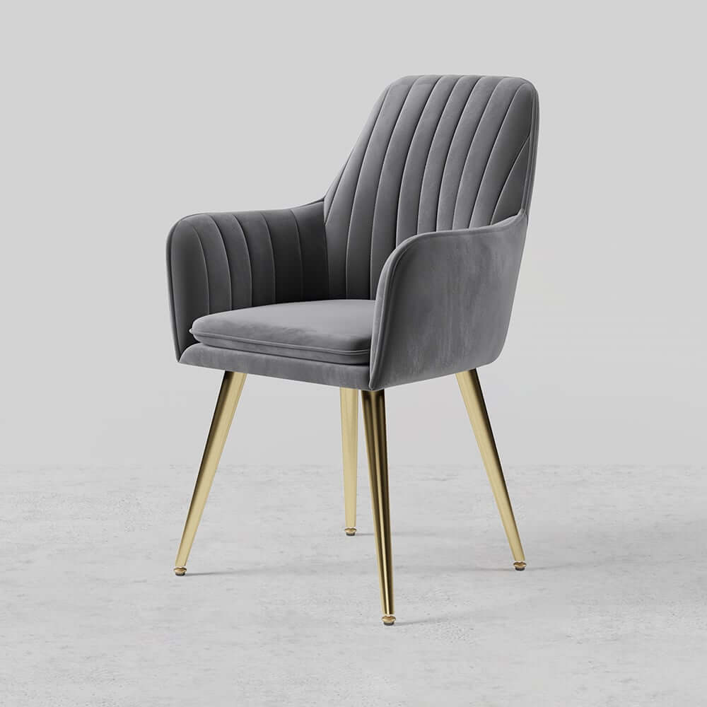 Modern Velvet Dining Chair Set With Metal Legs