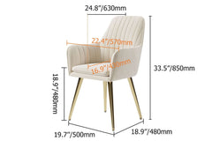 Modern Velvet Dining Chair Set With Metal Legs Dimensions