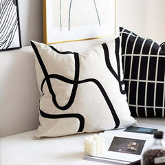 Modern Velvet Geometric Throw Pillow Cover 18x18 in White & Black