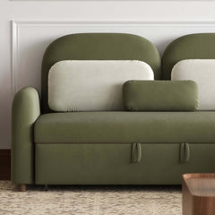 Modern Velvet Green Chaise Sectional Sofa with Pull Out Bed