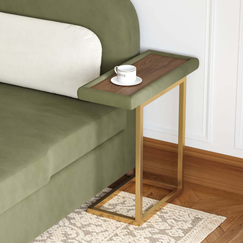 Modern Velvet Green Chaise Sectional Sofa with Pull Out Bed