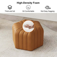 Modern Velvet Hexagon Pouf Ottoman, No Assembly Required