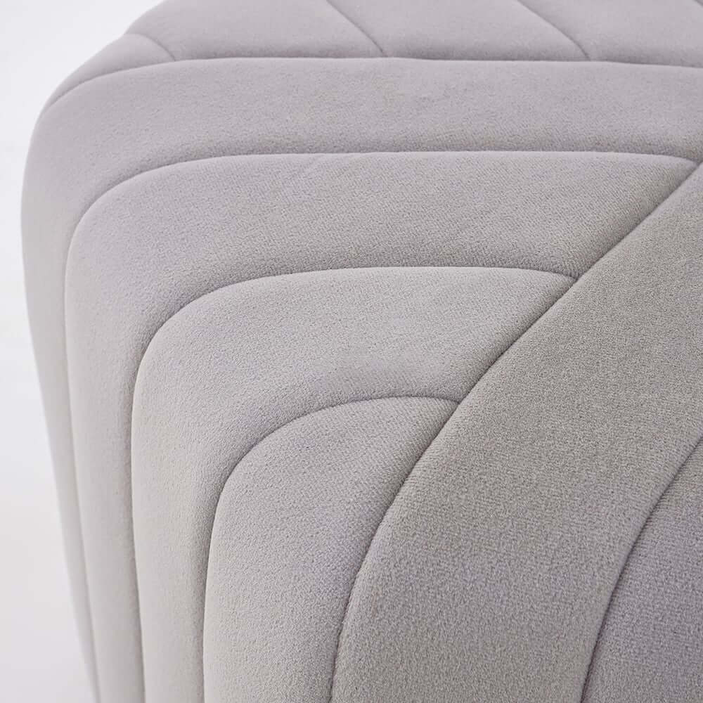 Modern Velvet Hexagon Pouf Ottoman, No Assembly Required