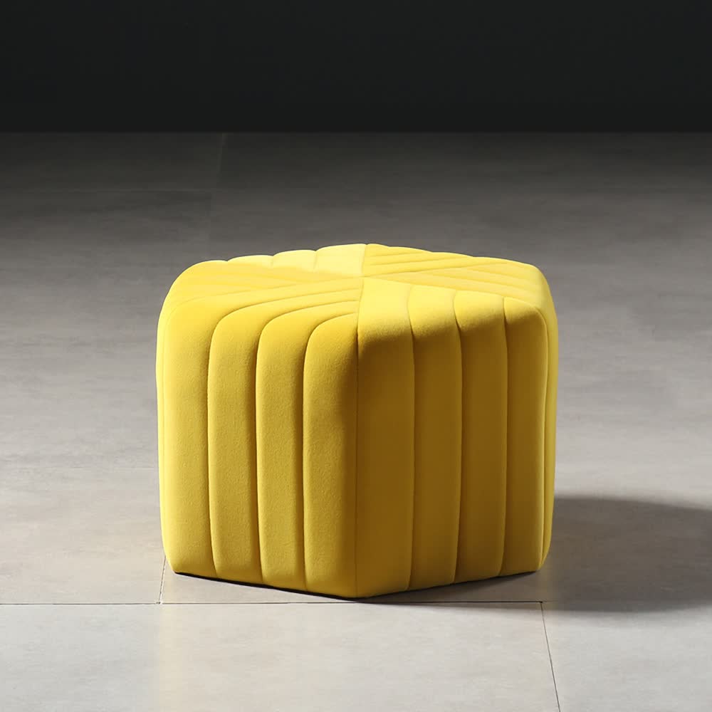 Modern Velvet Hexagon Pouf Ottoman, No Assembly Required