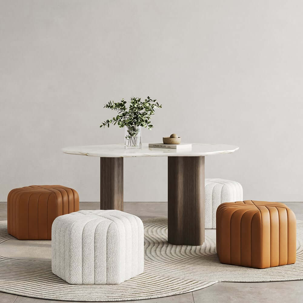 Modern Velvet Hexagon Pouf Ottoman, No Assembly Required