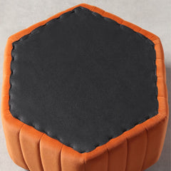 Modern Velvet Hexagon Pouf Ottoman, No Assembly Required