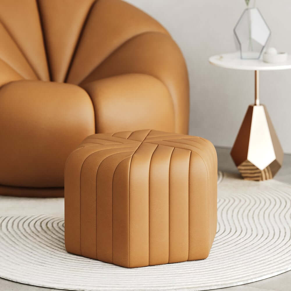 Modern Velvet Hexagon Pouf Ottoman, No Assembly Required