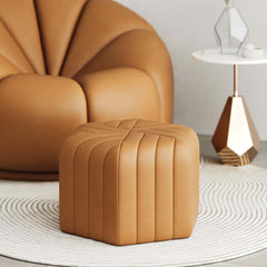 Modern Velvet Hexagon Pouf Ottoman, No Assembly Required
