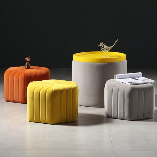 Modern Velvet Hexagon Pouf Ottoman, No Assembly Required