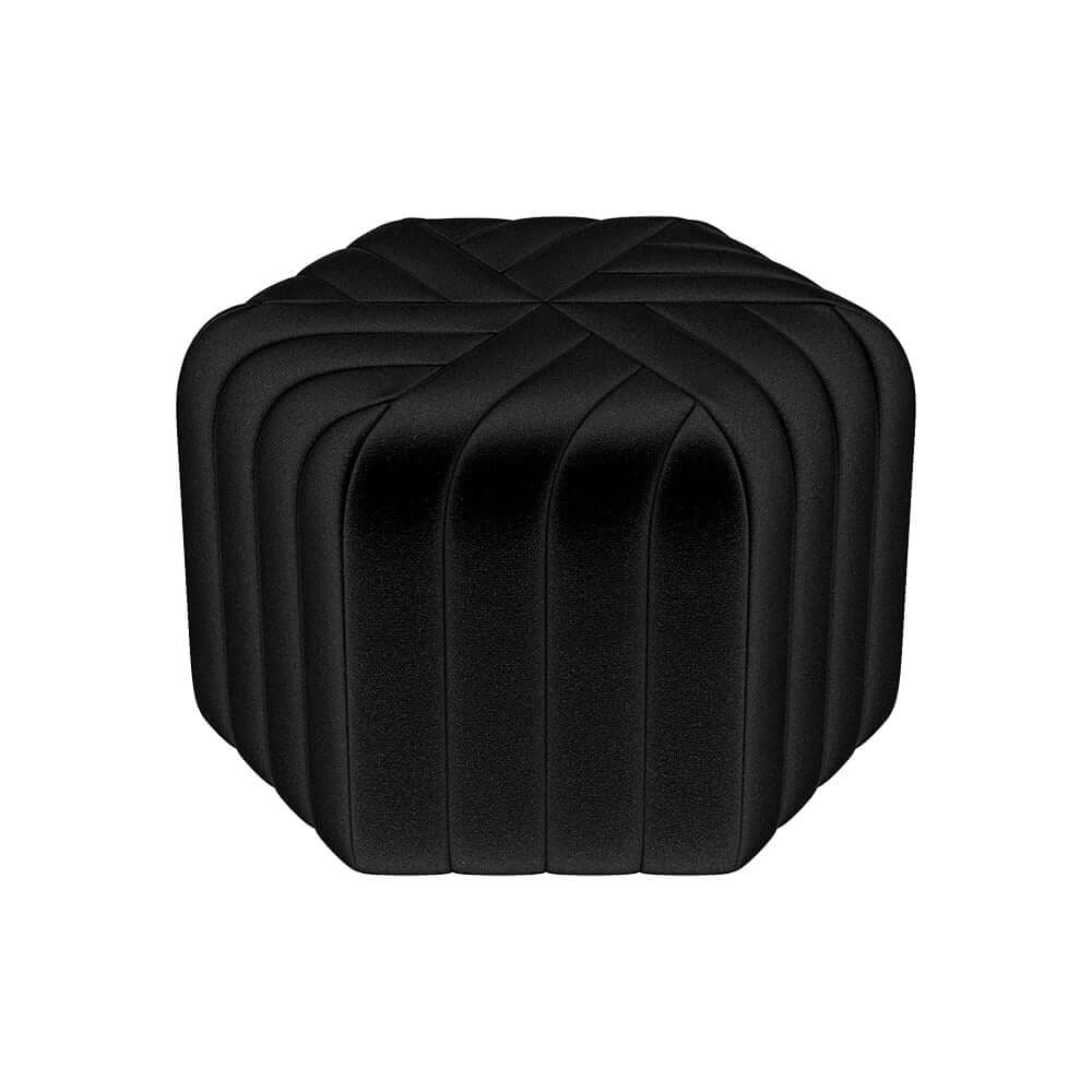 Modern Velvet Hexagon Pouf Ottoman, No Assembly Required