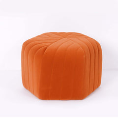 Modern Velvet Hexagon Pouf Ottoman, No Assembly Required