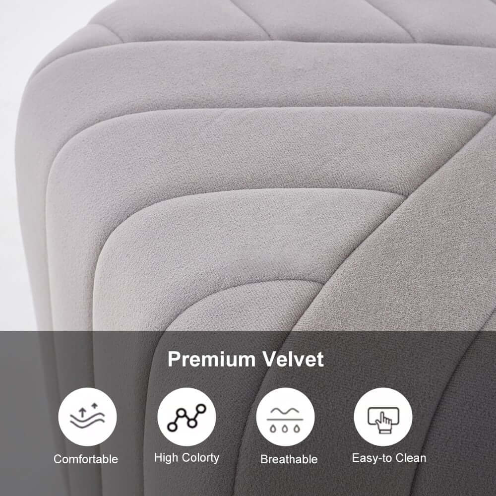 Modern Velvet Hexagon Pouf Ottoman, No Assembly Required