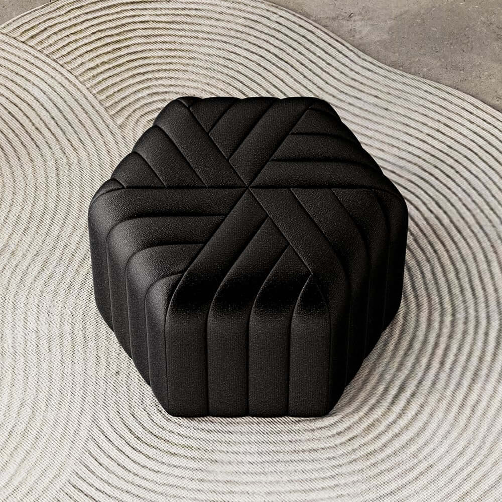 Modern Velvet Hexagon Pouf Ottoman, No Assembly Required