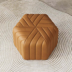 Modern Velvet Hexagon Pouf Ottoman, No Assembly Required
