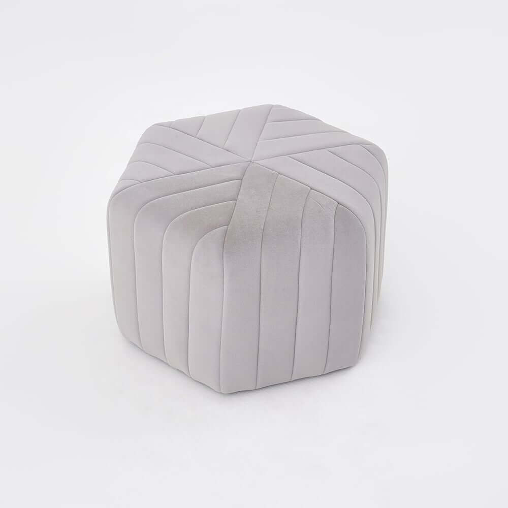 Modern Velvet Hexagon Pouf Ottoman, No Assembly Required