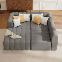Modern Velvet L-Shaped Modular Sofa With Ottoman