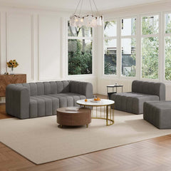 Modern Velvet L-Shaped Modular Sofa With Ottoman