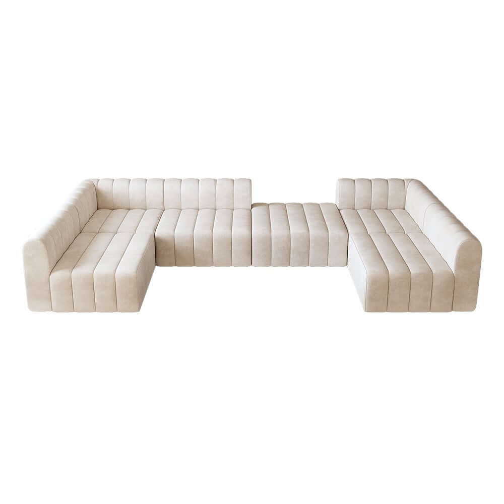 Modern Velvet L-Shaped Modular Sofa With Ottoman