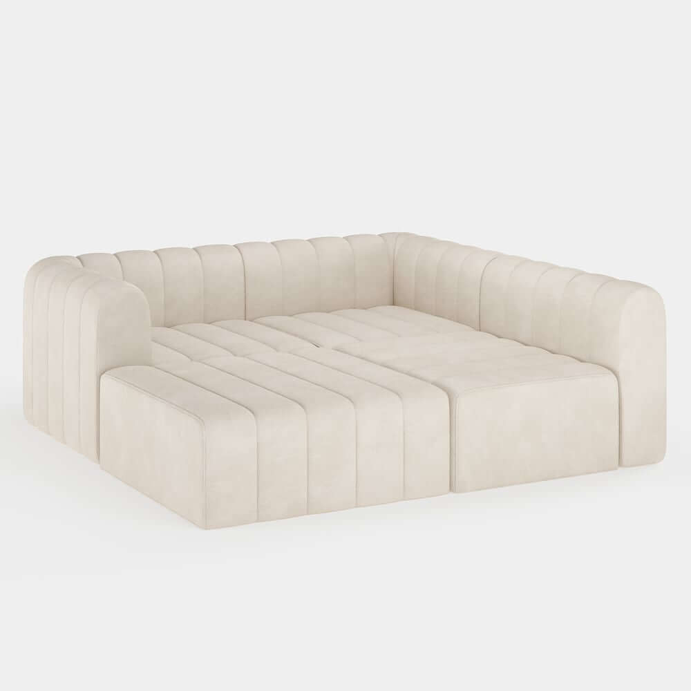 Modern Velvet L-Shaped Modular Sofa With Ottoman