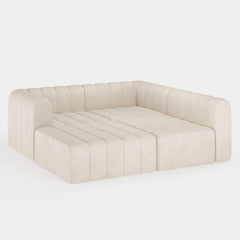Modern Velvet L-Shaped Modular Sofa With Ottoman