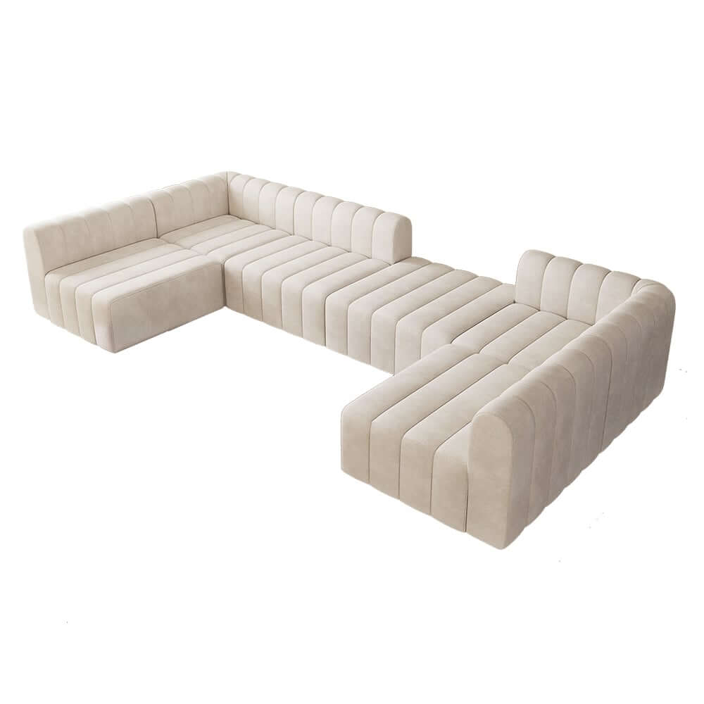 Modern Velvet L-Shaped Modular Sofa With Ottoman