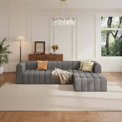 Modern Velvet L-Shaped Modular Sofa With Ottoman