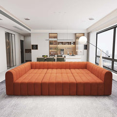 Modern Velvet L-Shaped Modular Sofa With Ottoman