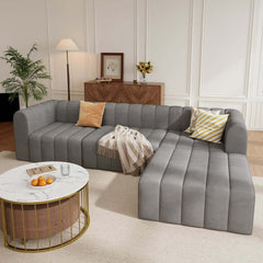 Modern Velvet L-Shaped Modular Sofa With Ottoman
