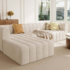 Modern Velvet L-Shaped Modular Sofa With Ottoman