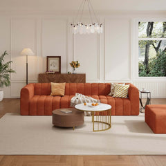 Modern Velvet L-Shaped Modular Sofa With Ottoman