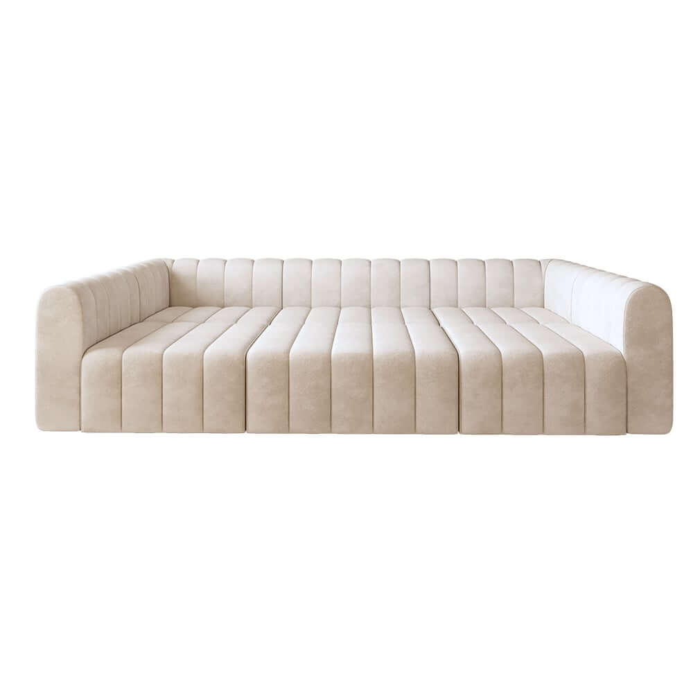 Modern Velvet L-Shaped Modular Sofa With Ottoman