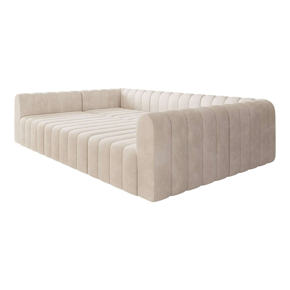 Modern Velvet L-Shaped Modular Sofa With Ottoman