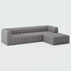 Modern Velvet L-Shaped Modular Sofa With Ottoman