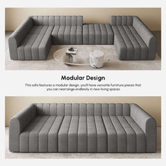 Modern Velvet L-Shaped Modular Sofa With Ottoman