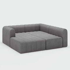Modern Velvet L-Shaped Modular Sofa With Ottoman