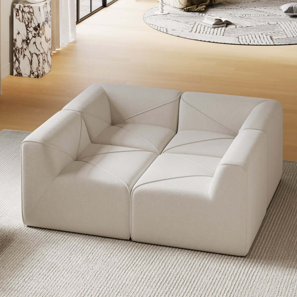 Modern Velvet Modular Sectional Sofa, White, 4-Piece Set