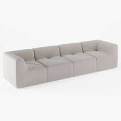 Modern Velvet Modular Sectional Sofa, White, 4-Piece Set