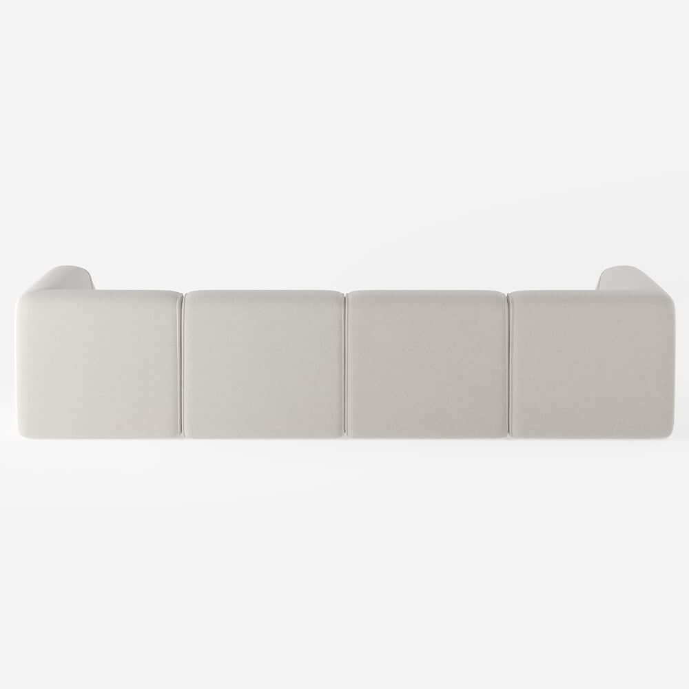 Modern Velvet Modular Sectional Sofa, White, 4-Piece Set