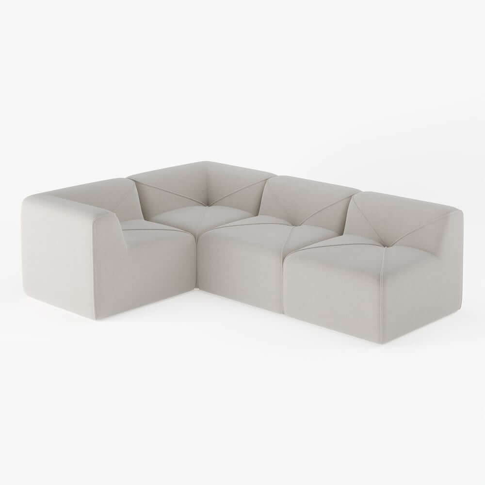 Modern Velvet Modular Sectional Sofa, White, 4-Piece Set