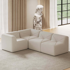 Modern Velvet Modular Sectional Sofa, White, 4-Piece Set