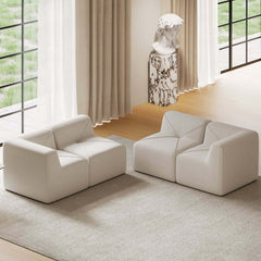 Modern Velvet Modular Sectional Sofa, White, 4-Piece Set