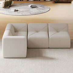 Modern Velvet Modular Sectional Sofa, White, 4-Piece Set