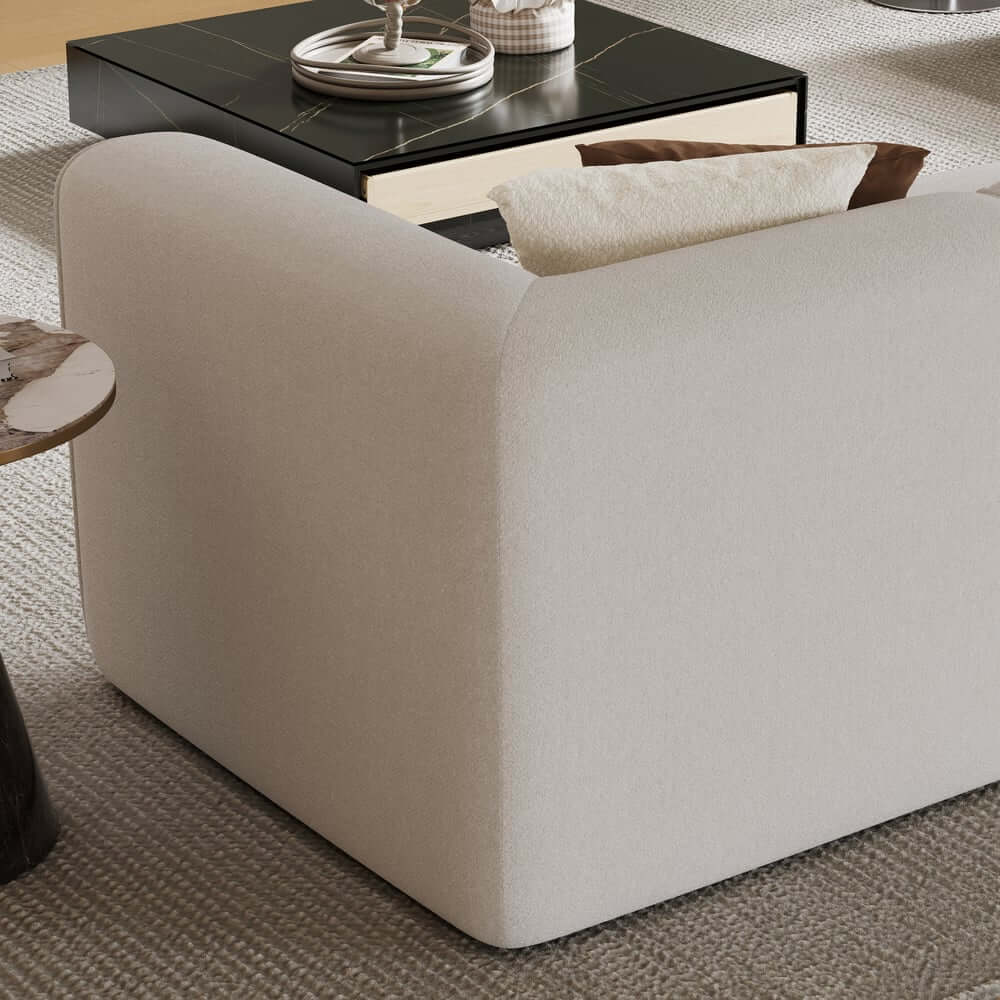 Modern Velvet Modular Sectional Sofa, White, 4-Piece Set