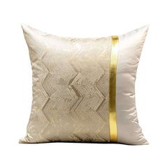 Modern Velvet Pillow Cover with Geometric Pattern and Gold Accents