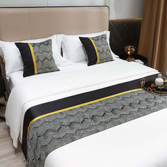 Modern Velvet Pillow Cover with Geometric Pattern and Gold Accents