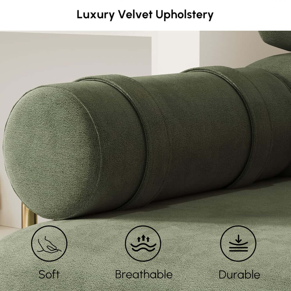 Modern Velvet Sleeper Futon Sofa With Pillow Top Arms