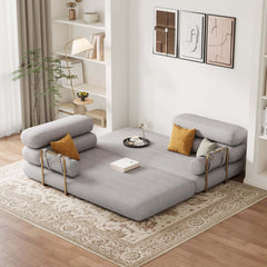 Modern Velvet Sleeper Futon Sofa With Pillow Top Arms
