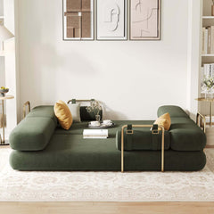 Modern Velvet Sleeper Futon Sofa With Pillow Top Arms
