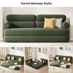 Modern Velvet Sleeper Futon Sofa With Pillow Top Arms